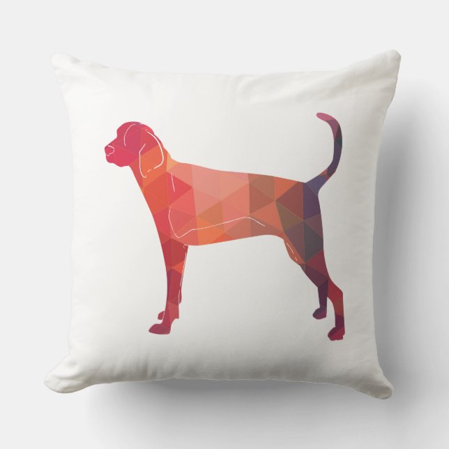 Cojín Decorativo Treeing Walker Coonhound Geometric Silhouette (Anverso)