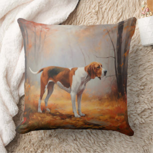 Cojín Decorativo Treeing Walker Coonhound in Autumt Leaves fall