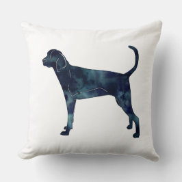 Cojín Decorativo Treeing Walker Coonhound Watercolor Silhouette