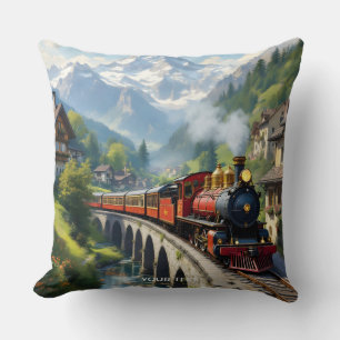 Cojín Decorativo Tren antiguo de Fantasy Cute Crimson