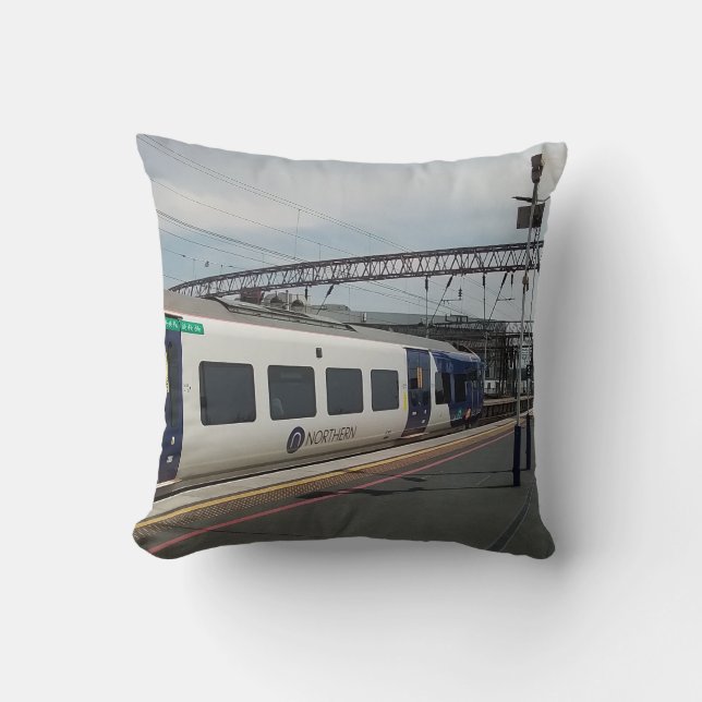 Cojín Decorativo Tren azul y blanco (Anverso)