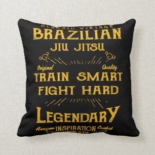 Cojín Decorativo Tren BJJ Smart Fight Hard Vintage Jiu Jitsu