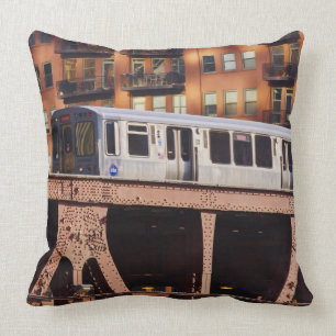 Cojín Decorativo Tren de Chicago en Riverbend