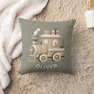 Cojín Decorativo Tren de Navidad personalizado para niños 