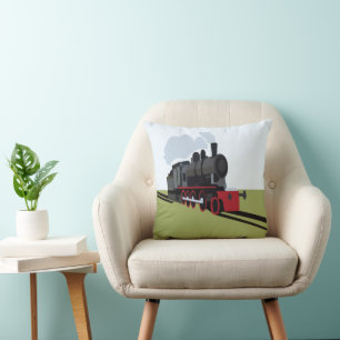 Cojín Decorativo Tren de Vapor Ferrocarril