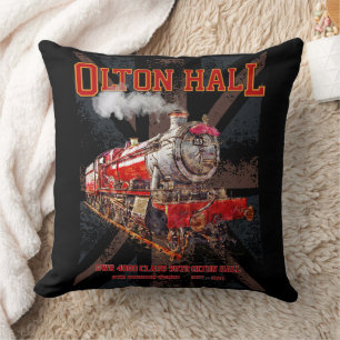 Cojín Decorativo Tren de vapor vintage Olton Hall locomotora ingles
