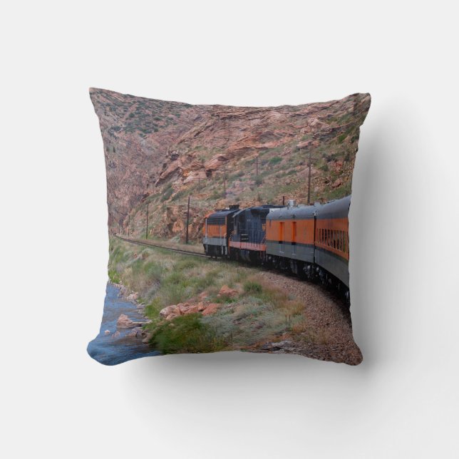 Cojín Decorativo Tren en un cañón junto a un río Pillow (Anverso)