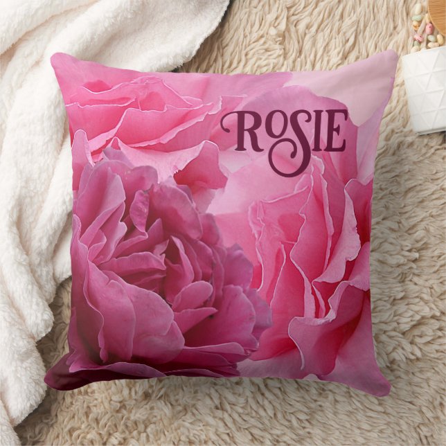 Cojín Decorativo Trendy boho lindo rosa nombre Rosie personalizable (Manta)