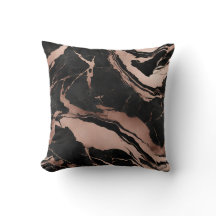 Trendy Chic Black Rose Gold Marble