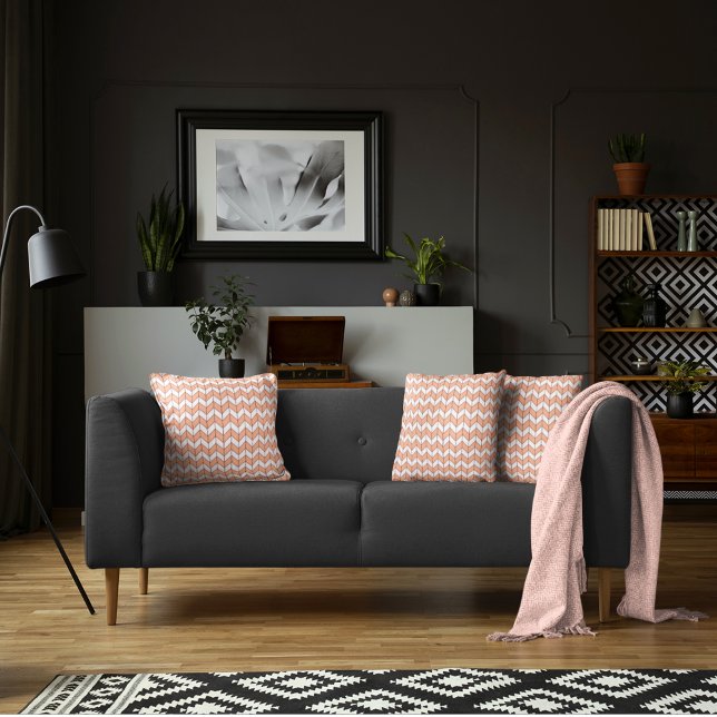 Cojín Decorativo Trendy Peach Burgundy Herringbone Pattern (Subido por el creador)