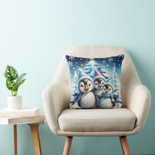 Cojín Decorativo Tres adorables pingüinos