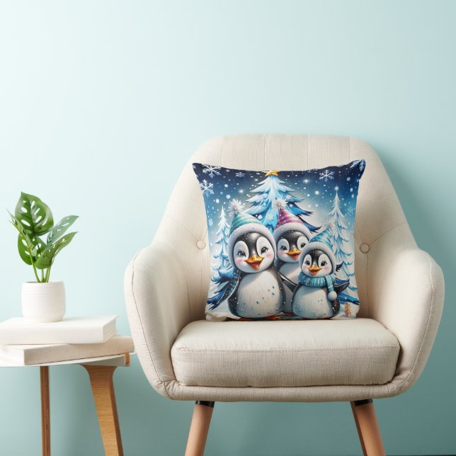 Cojín Decorativo Tres adorables pingüinos (Silla)