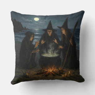 Cojín Decorativo Tres Brujas Hervidor Luna Llena Playa