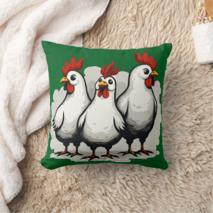 Cojín Decorativo Tres gallinas francesas retro corte de mediados de