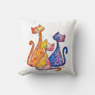 Cojín Decorativo Tres Gatos Caprichosos Lindos