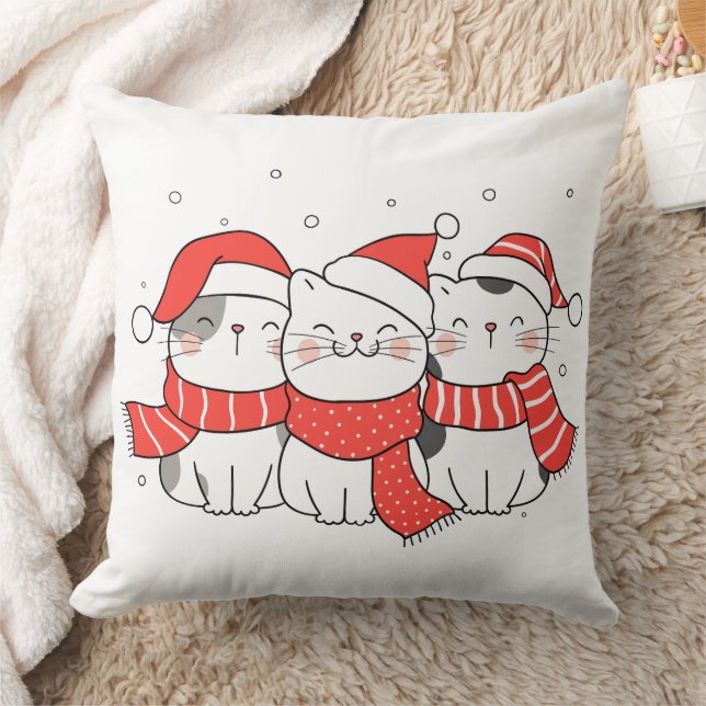 Cojín Decorativo Tres gatos Navidades en Gorras y espantos (Manta)