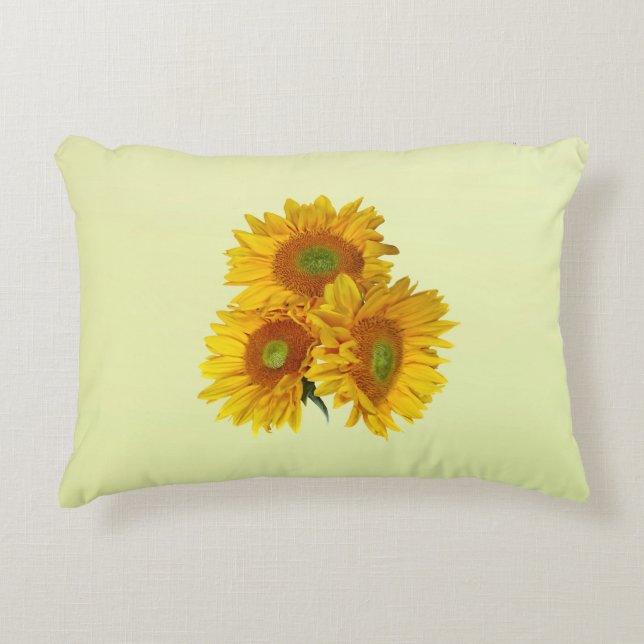 Cojín Decorativo Tres girasoles dorados (Anverso)