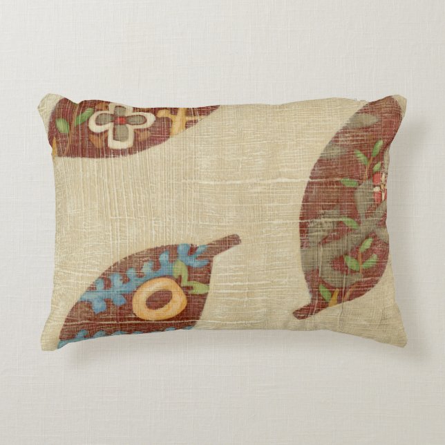 Cojín Decorativo Tres hojas sobre fondo de textura lineal (Anverso)