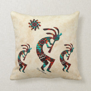 Cojín Decorativo Tres Kokopelli del Sudoeste
