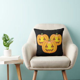 Cojín Decorativo Tres lindas calabazas de Halloween Jack O’Lantern