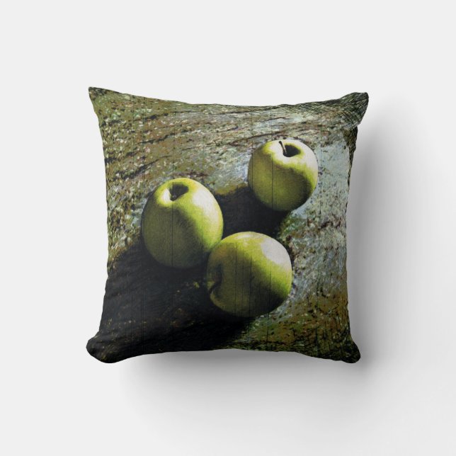 Cojín Decorativo Tres manzanas verdes (Anverso)