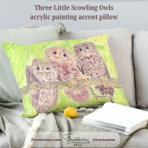 Tres pequeñas lechuzas de cobardía - pintura acríl