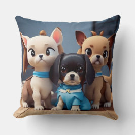 Cojín Decorativo Tres pequeños cachorros contemporáneos