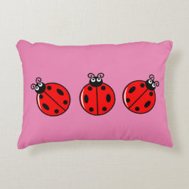 Cojín Decorativo Tres Pequeños Ladybugs - Poliéster cepillado