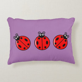 Cojín Decorativo Tres Pequeños Ladybugs - Poliéster cepillado