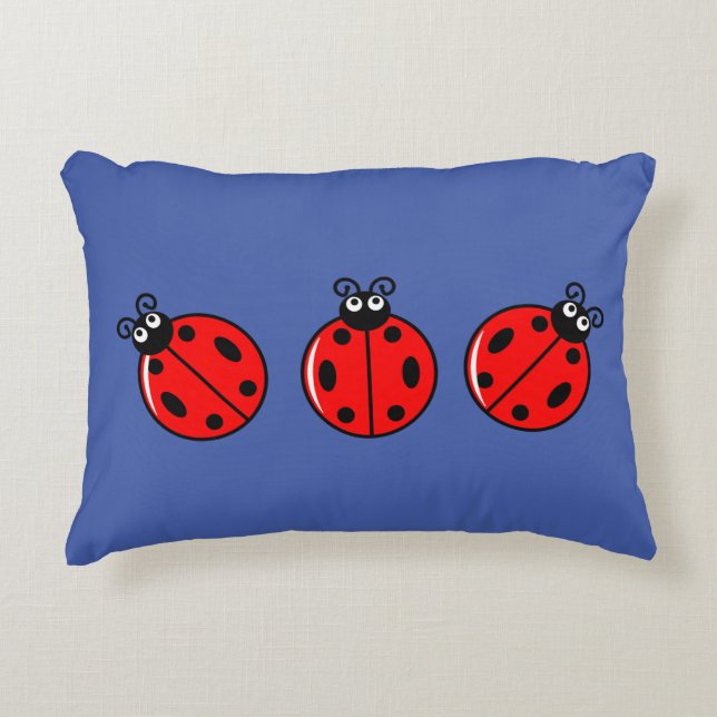 Cojín Decorativo Tres Pequeños Ladybugs - Poliéster cepillado (Anverso)