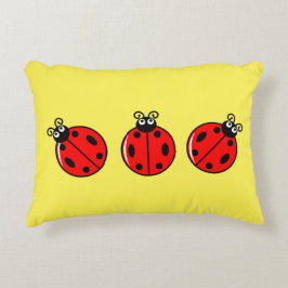 Cojín Decorativo Tres Pequeños Ladybugs - Poliéster cepillado