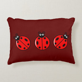 Cojín Decorativo Tres Pequeños Ladybugs - Poliéster cepillado