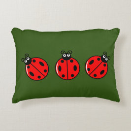 Cojín Decorativo Tres Pequeños Ladybugs - Poliéster cepillado