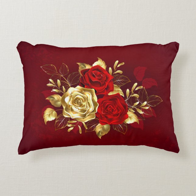 Cojín Decorativo Tres Rosas Joyas (Anverso)