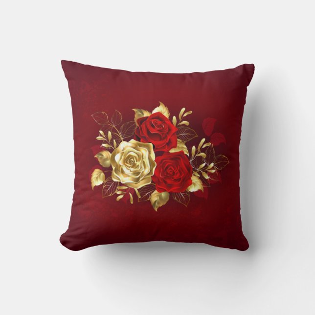 Cojín Decorativo Tres Rosas Joyas (Anverso)
