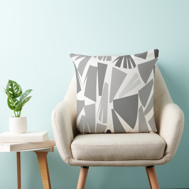 Cojín Decorativo Triángulo Geométrico Gris Moderno  (Silla)