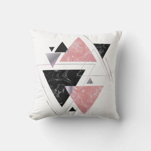 Cojín Decorativo Triángulo geométrico rosa y negro