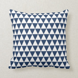 Cojín Decorativo Triángulo Patrón Geométrico Naval Azul