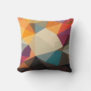 Cojín Decorativo Triángulos abstractos en rojo, naranja, amarillo y