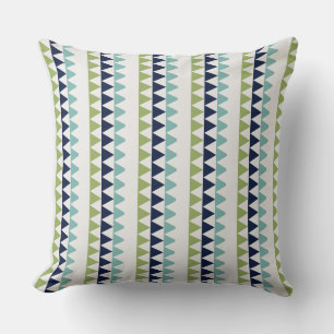 Cojín Decorativo Triángulos de Neptune, Seashell, Green y Navy