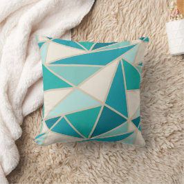 Cojín Decorativo Triángulos geométricos, azul laguna turquesa coste