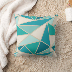 Cojín Decorativo Triángulos geométricos, azul laguna turquesa coste
