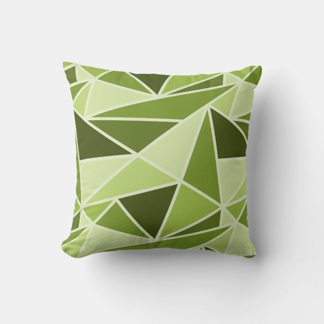 Cojín Decorativo Triángulos geométricos, verde limón monocromático (Anverso)