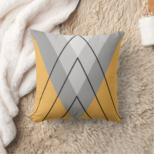 Cojín Decorativo Triángulos grises sobre fondo amarillo
