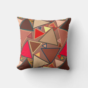 Cojín Decorativo Triángulos Modernos de Mediados de Siglo, Taupe, M