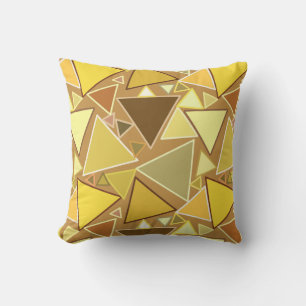 Cojín Decorativo Triángulos modernos de mediados del siglo, amarill