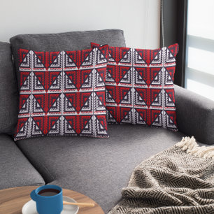 Cojín Decorativo Triángulos rojos y negros