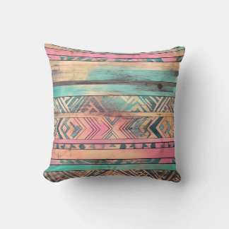 Cojín Decorativo Tribal Azteca, Azul Y Rosa Del Sudoeste