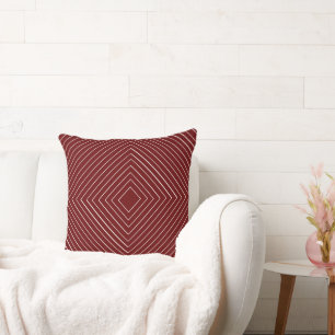 Cojín Decorativo Tribal de cuadrados blancos anidados rojos
