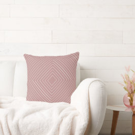 Cojín Decorativo Tribal de Cuadrados Blancos Delgados De Color Rosa